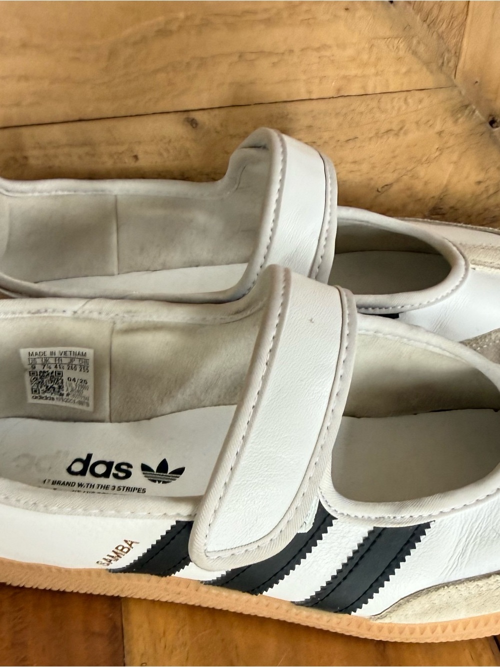 adidas Samba Leather Velcro Sneakers - White & Black
